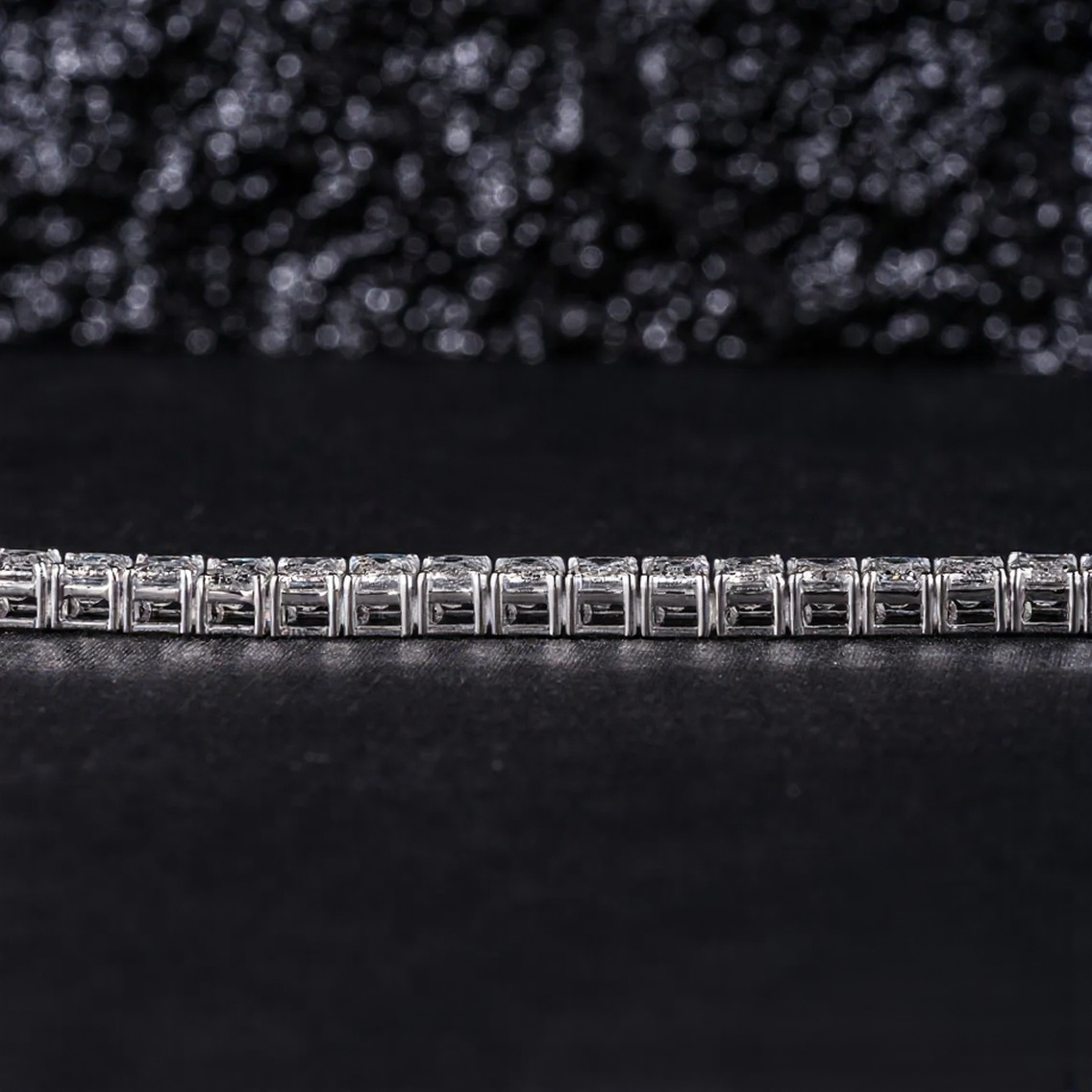 925 Sterling Silver Emerald cut Moissanite Tennis Bracelet