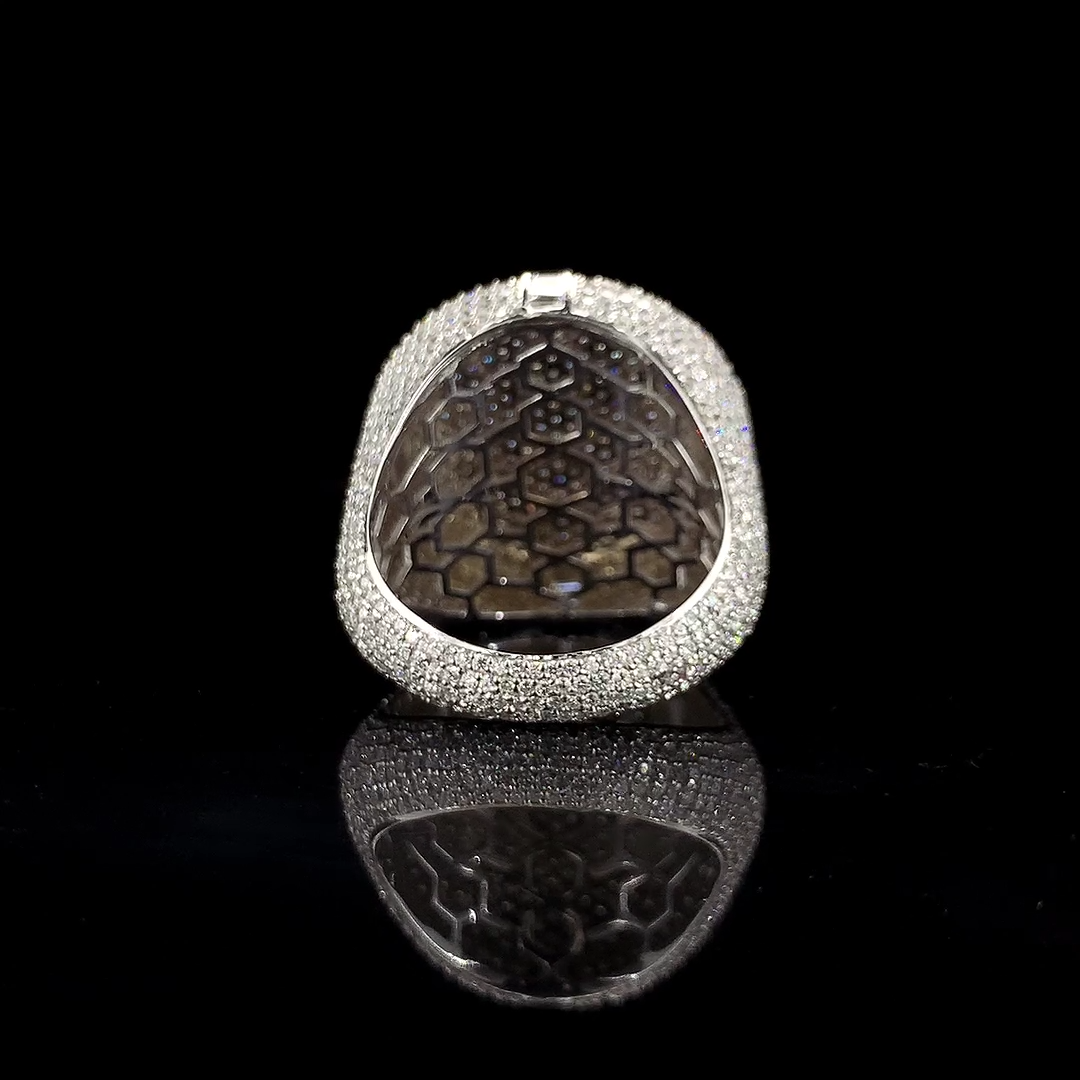Iced Out Ring 925 Silver Luxury With Moissanite Diamond Statement Ring