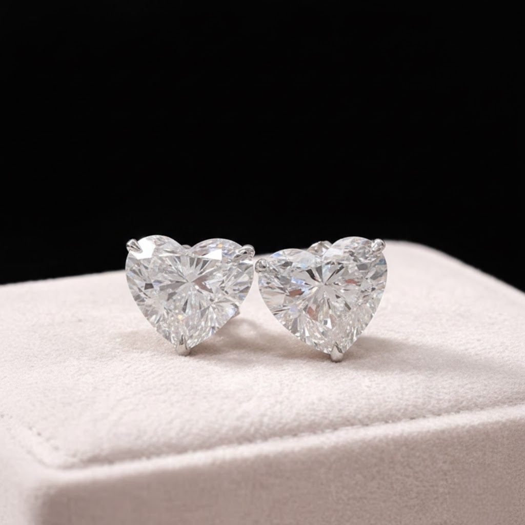 Heart Cut Solitaire Stud Earring Daimond look Elegant Sparkle Shine