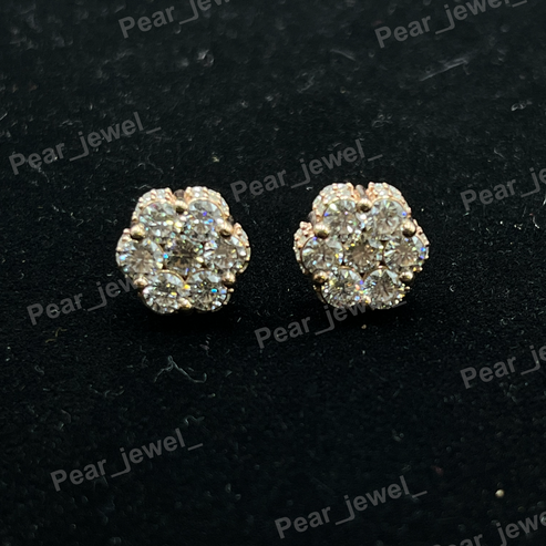Iced Out VVS Moissanite Diamond Cluster 925 Silver Stud Earring