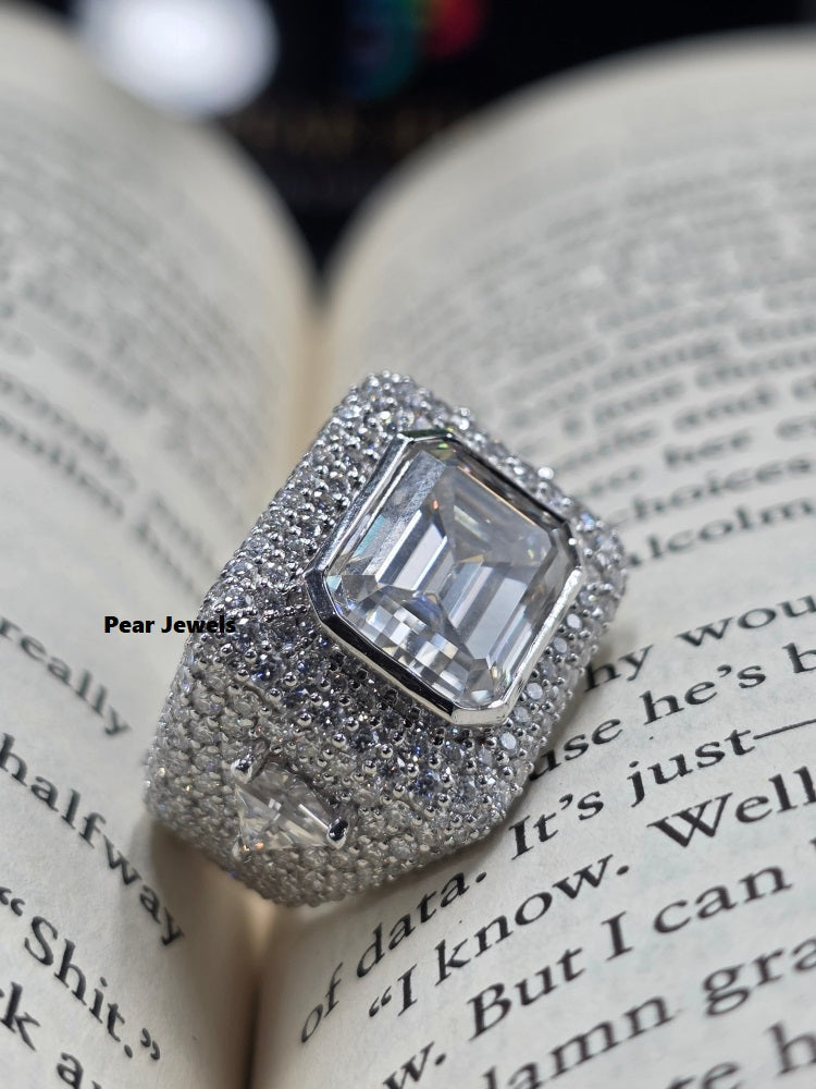 925 Sterling Silver VVS Moissanite Diamond Hip Hop Ring