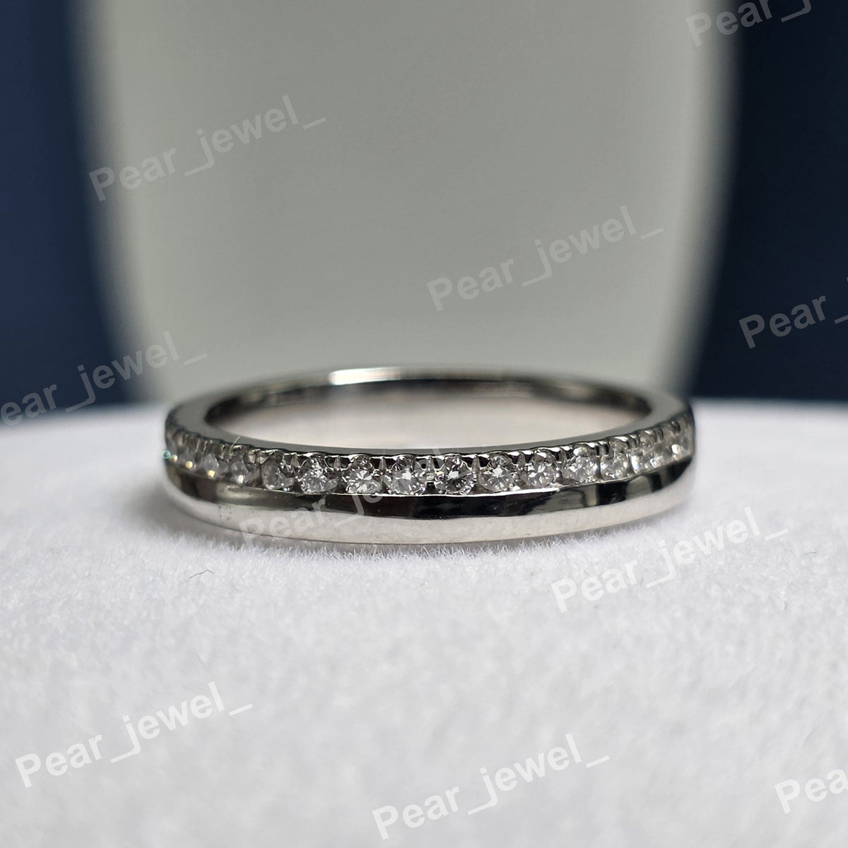 925 Sterling Silver Moissanite Diamond Engagement Band For Daily Wear
