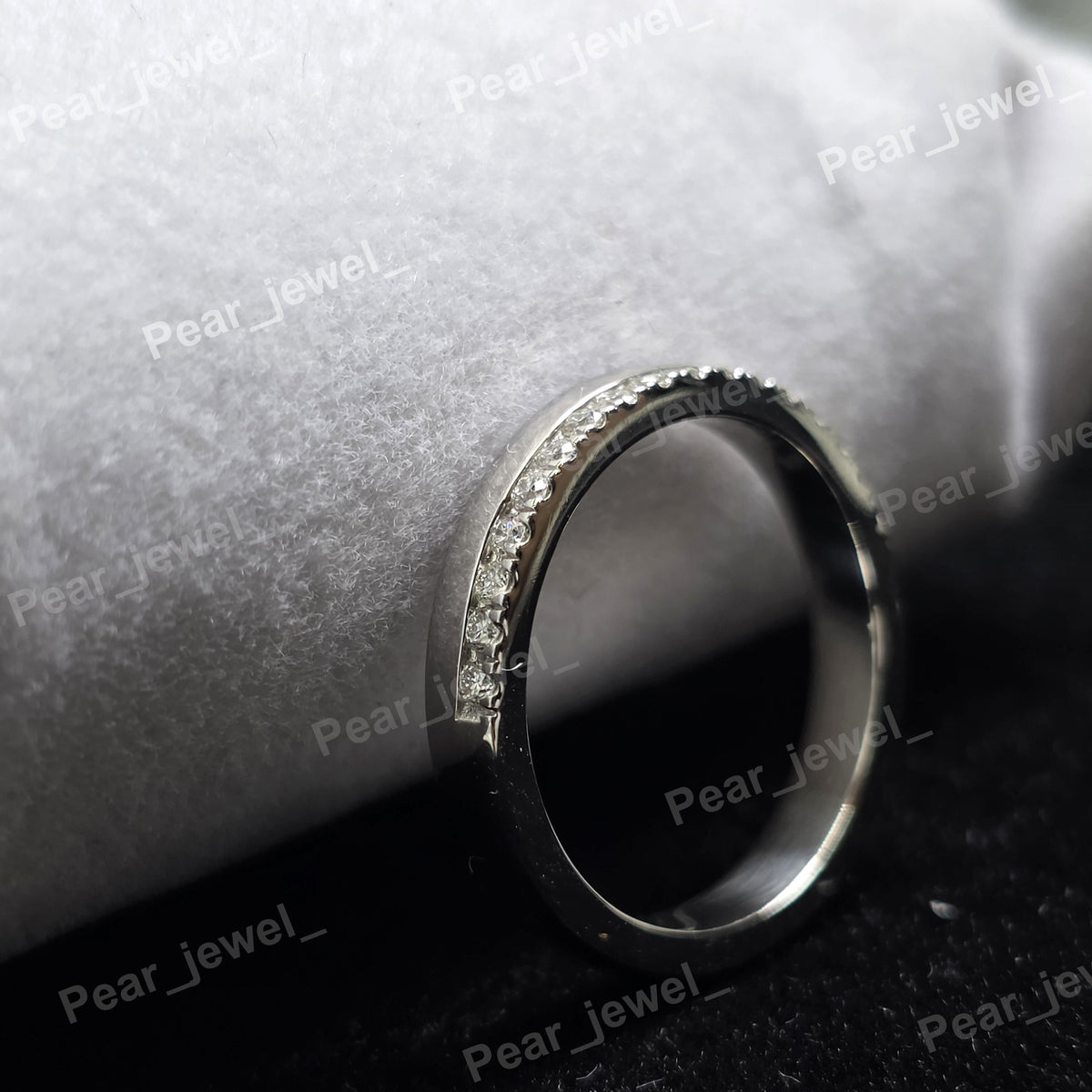 925 Sterling Silver Moissanite Diamond Engagement Band For Daily Wear