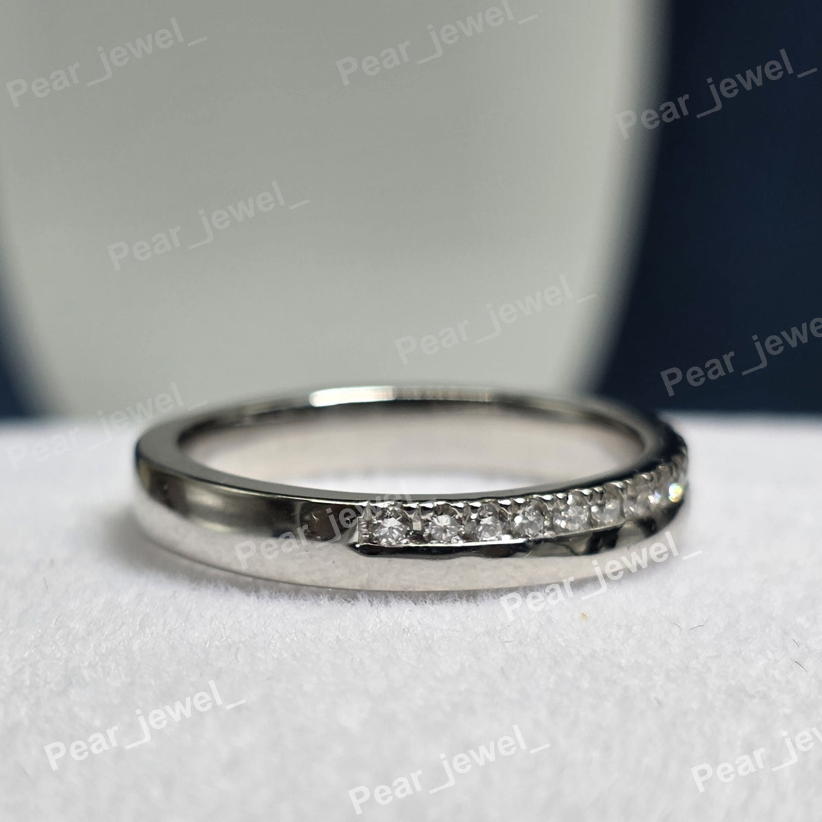 925 Sterling Silver Moissanite Diamond Engagement Band For Daily Wear