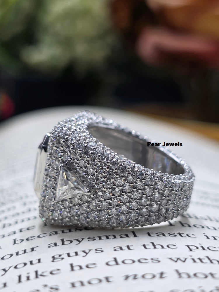 925 Sterling Silver VVS Moissanite Diamond Hip Hop Ring