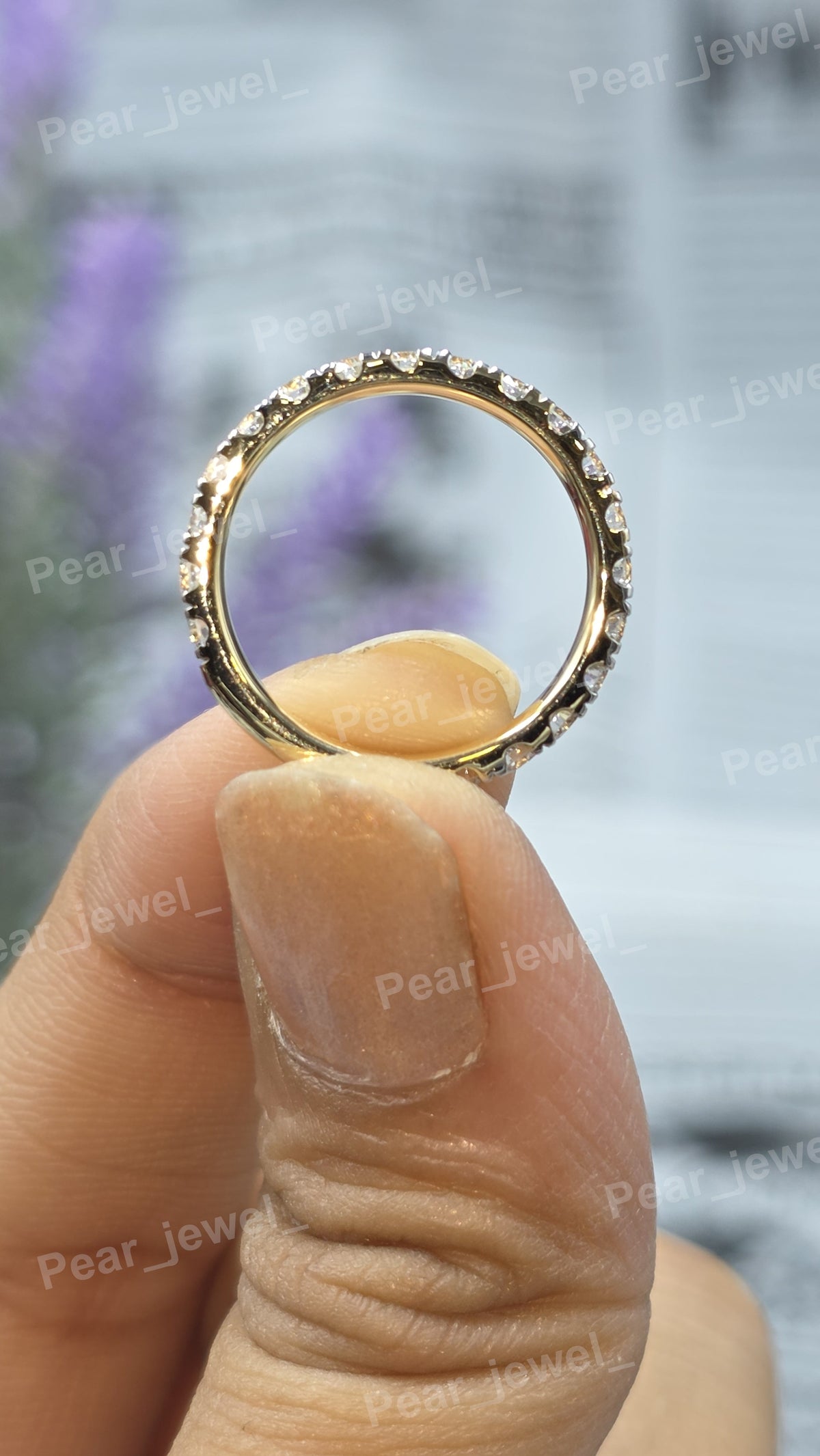Round Cut VVS Moissanite Half Eternity Band Diamond Wedding Ring Band