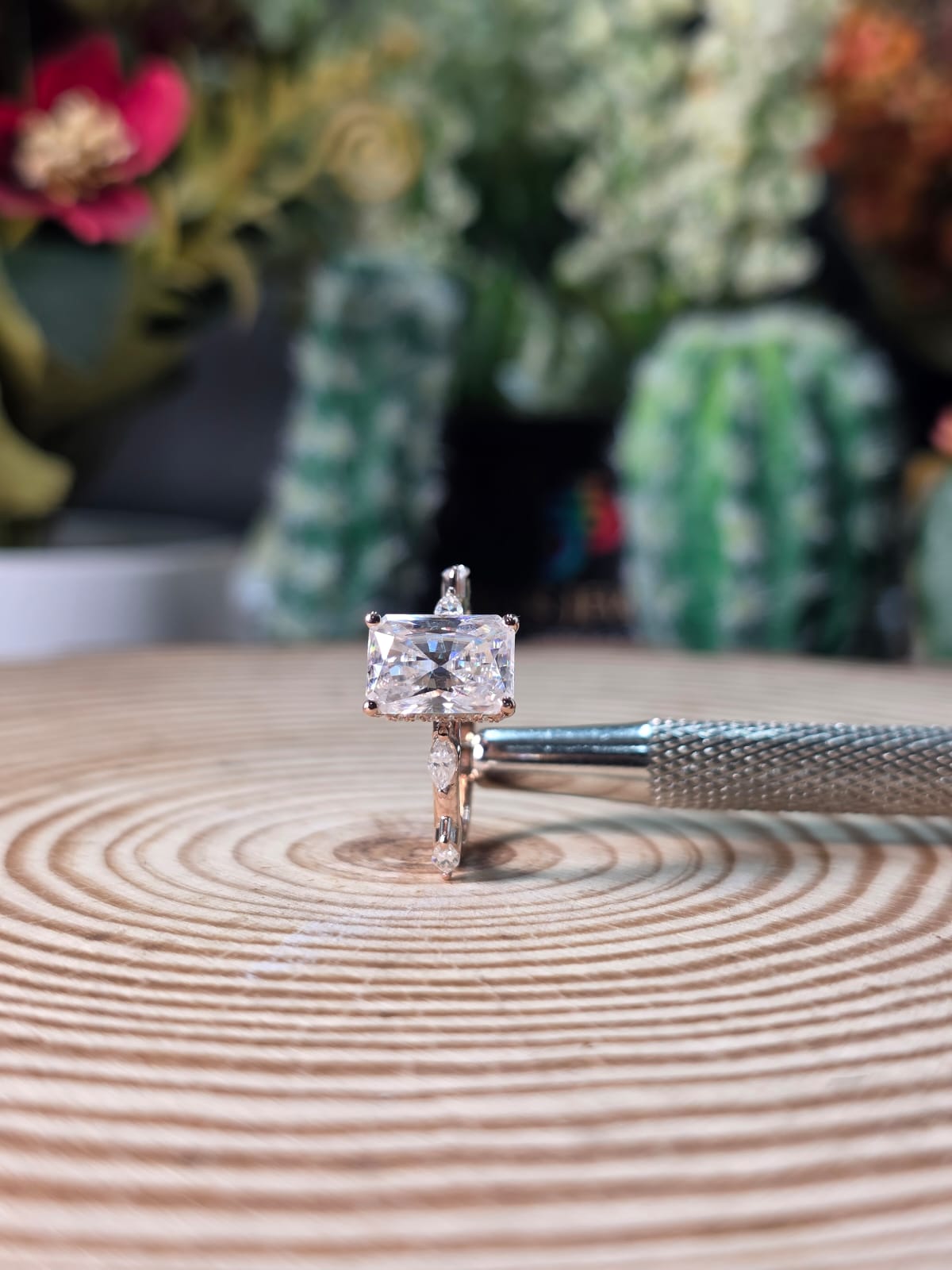 3.85 Ct Radiat Cut Hidden Halo Setting Classy Engagement Ring For Women