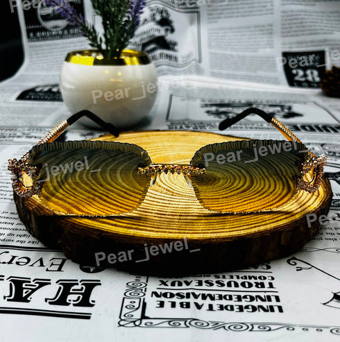 Hip Hop Iced Out Moissanite Diamond Silver Rimless Sunglasses
