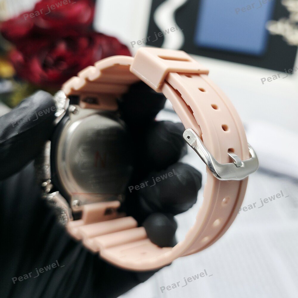 Iced Out Digital Analog Bezel Moissanite Diamond Bust Down Hip Hop Watch