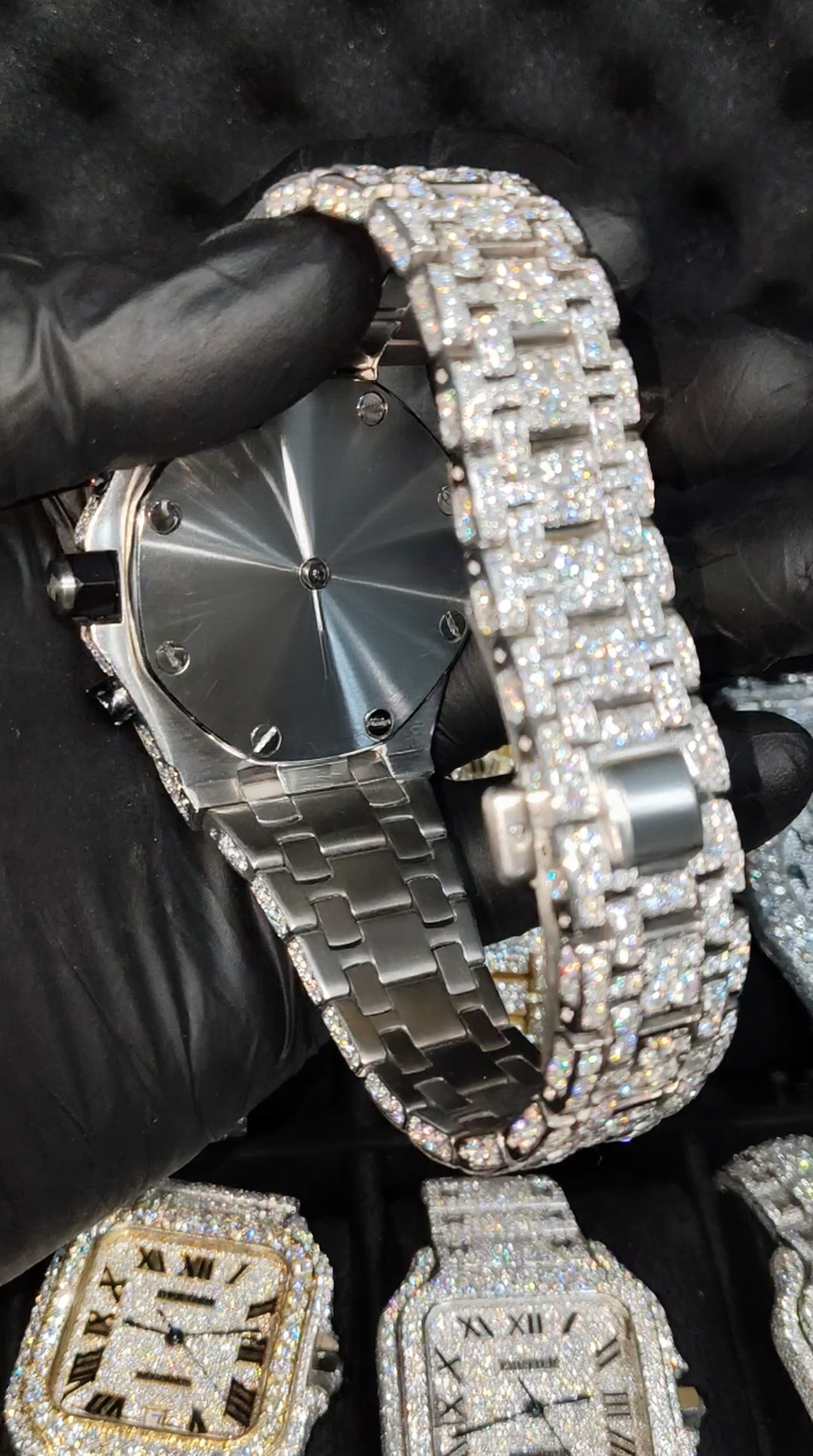 Iced Out 925 Silver Chronograph VVS Moissanite Diamond Wrist watch