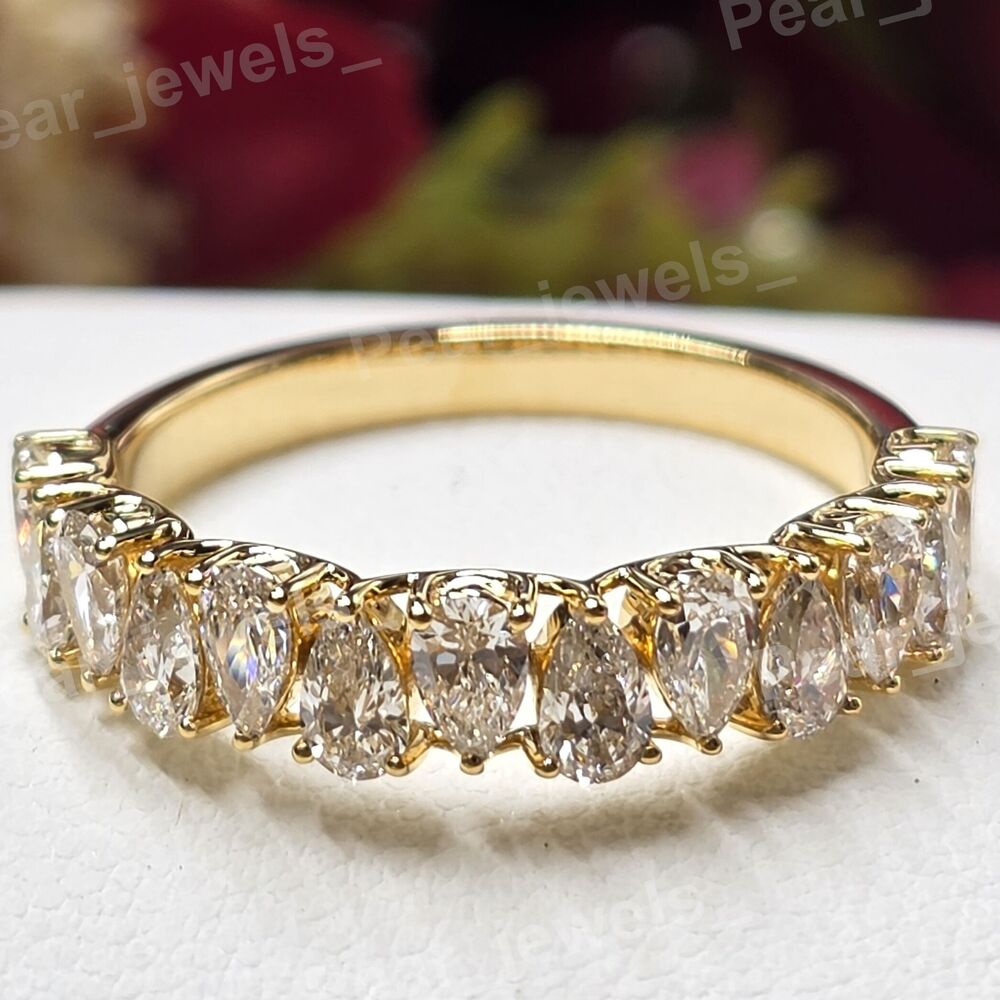 925 Sterling Silver Pear Cut Moissanite Diamond Eternity wedding Band Women Jewelry Gift