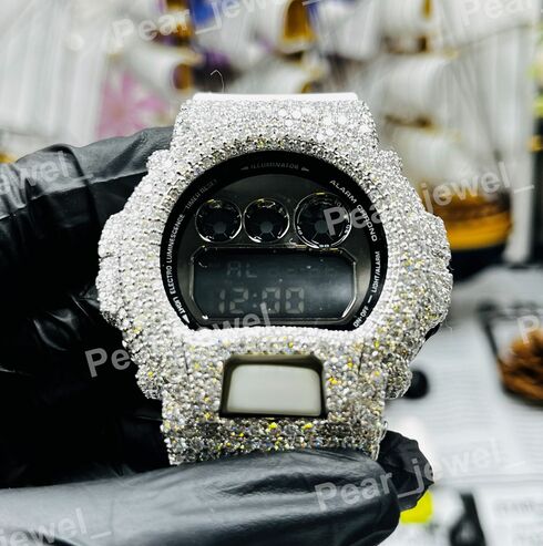 Black Case Dial Iced Out Moissanite Diamond Bust Down Watch
