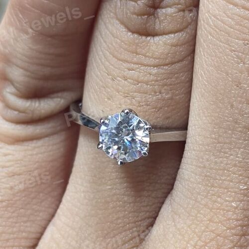Round Cut Moissanite Diamond Solitaire Ring Iced Out 925 Sterling Silver Luxury Ring