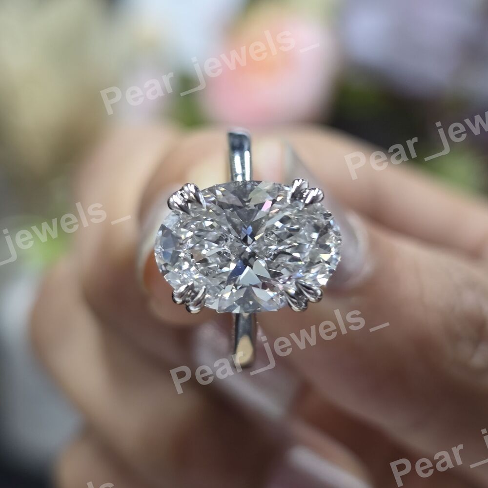 VVS Moissanite Diamond 4.02 Ct Oval 925 Sterling Silver Women Wear Ring