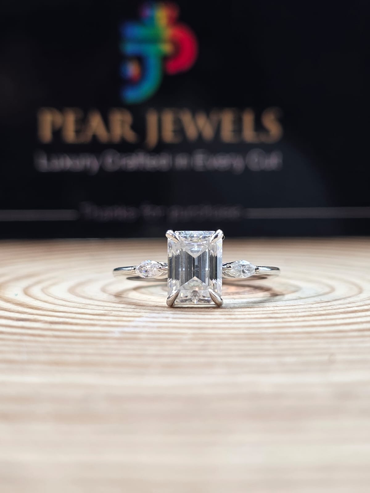 925 Silver Emerald Cut Moissanite Diamond Proposal Ring for Women