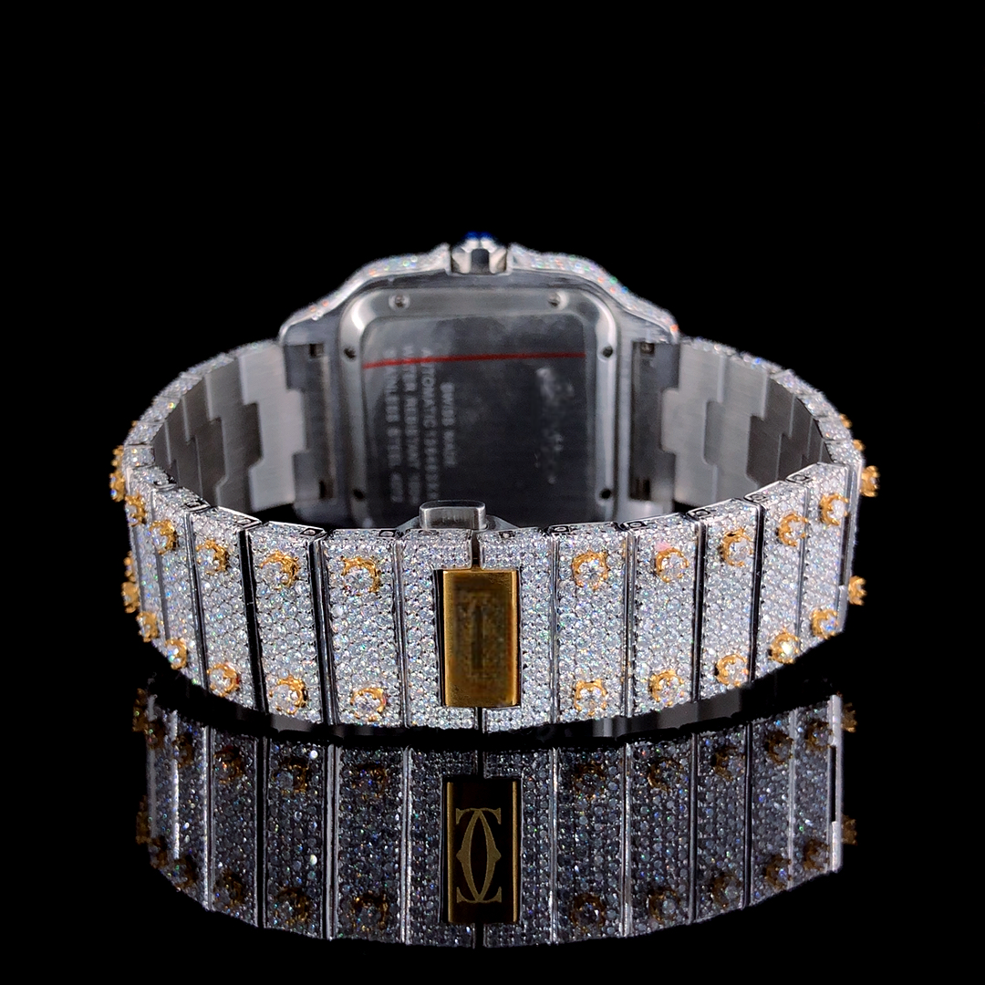Stainless Steel Iced Out VVS Moissanite Diamonds Wrist Watch