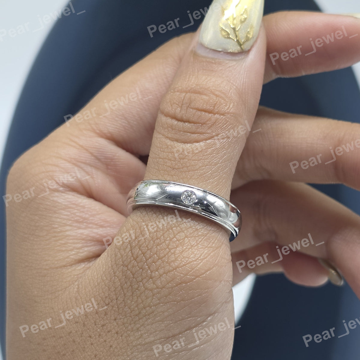 925 Sterling Silver Moissanite Diamond Wedding Band For Men's Wear & Gift