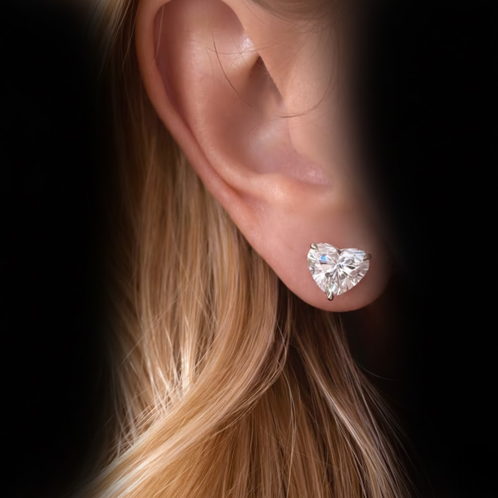 Heart Cut Solitaire Stud Earring Daimond look Elegant Sparkle Shine