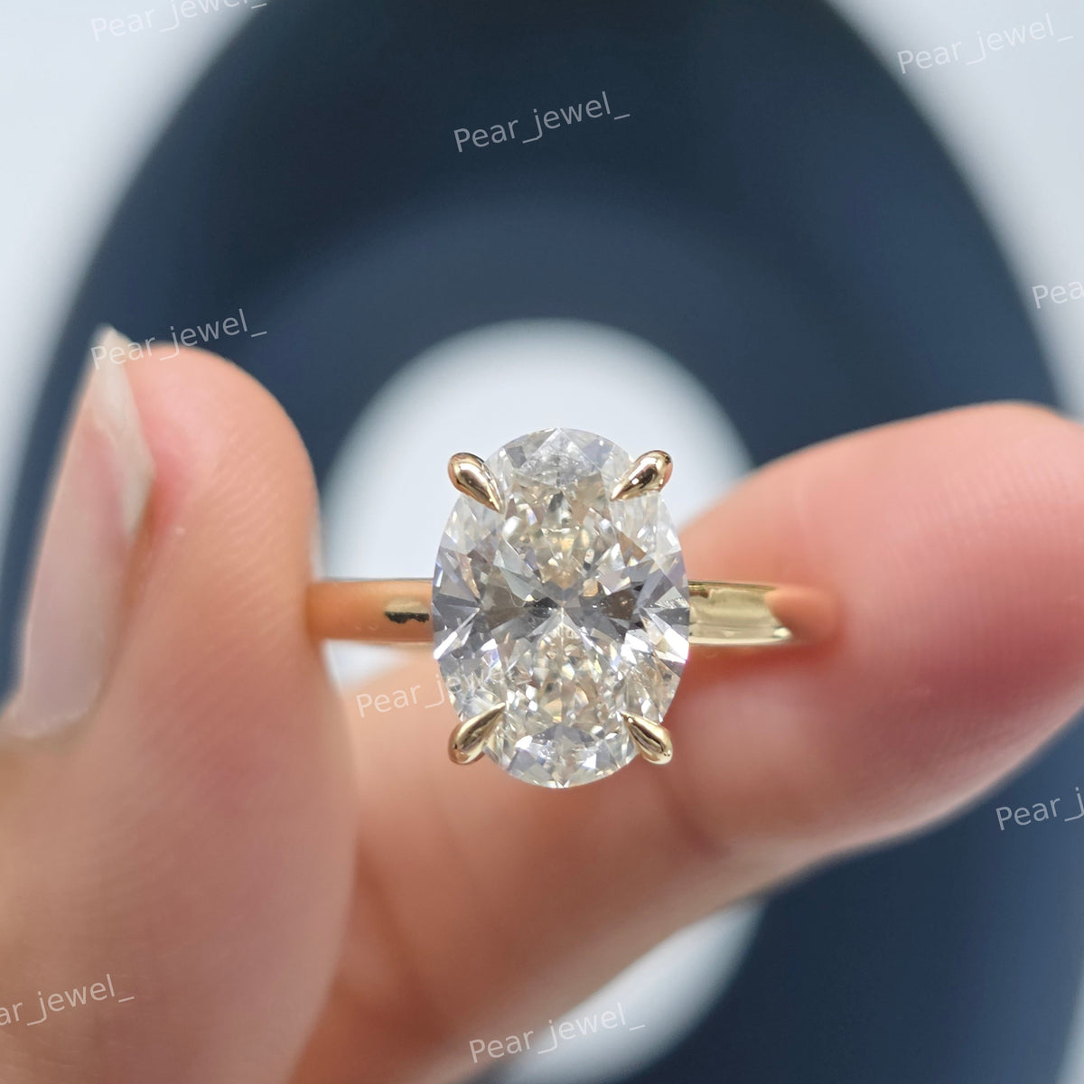 Iced Out 3.50 Ct Oval Cut VVS Moissanite 925 Silver Engagement Ring For Women Daily Wear