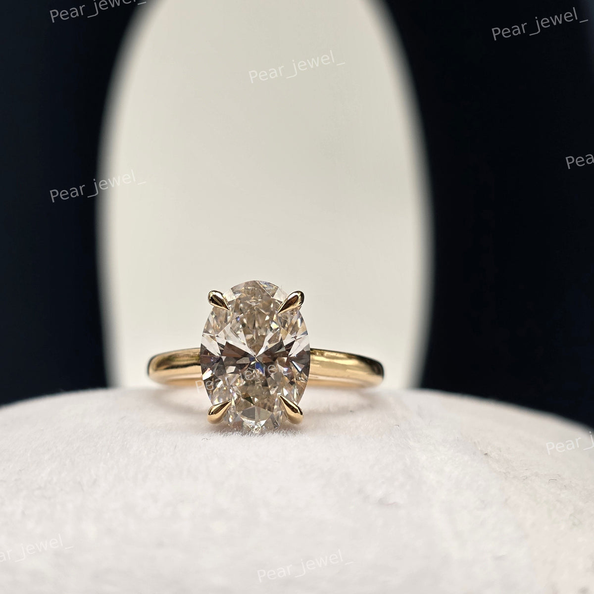 Iced Out 3.50 Ct Oval Cut VVS Moissanite 925 Silver Engagement Ring For Women Daily Wear