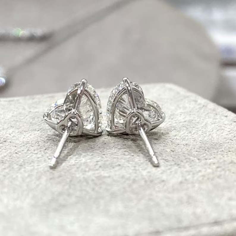 Heart Cut Solitaire Stud Earring Daimond look Elegant Sparkle Shine