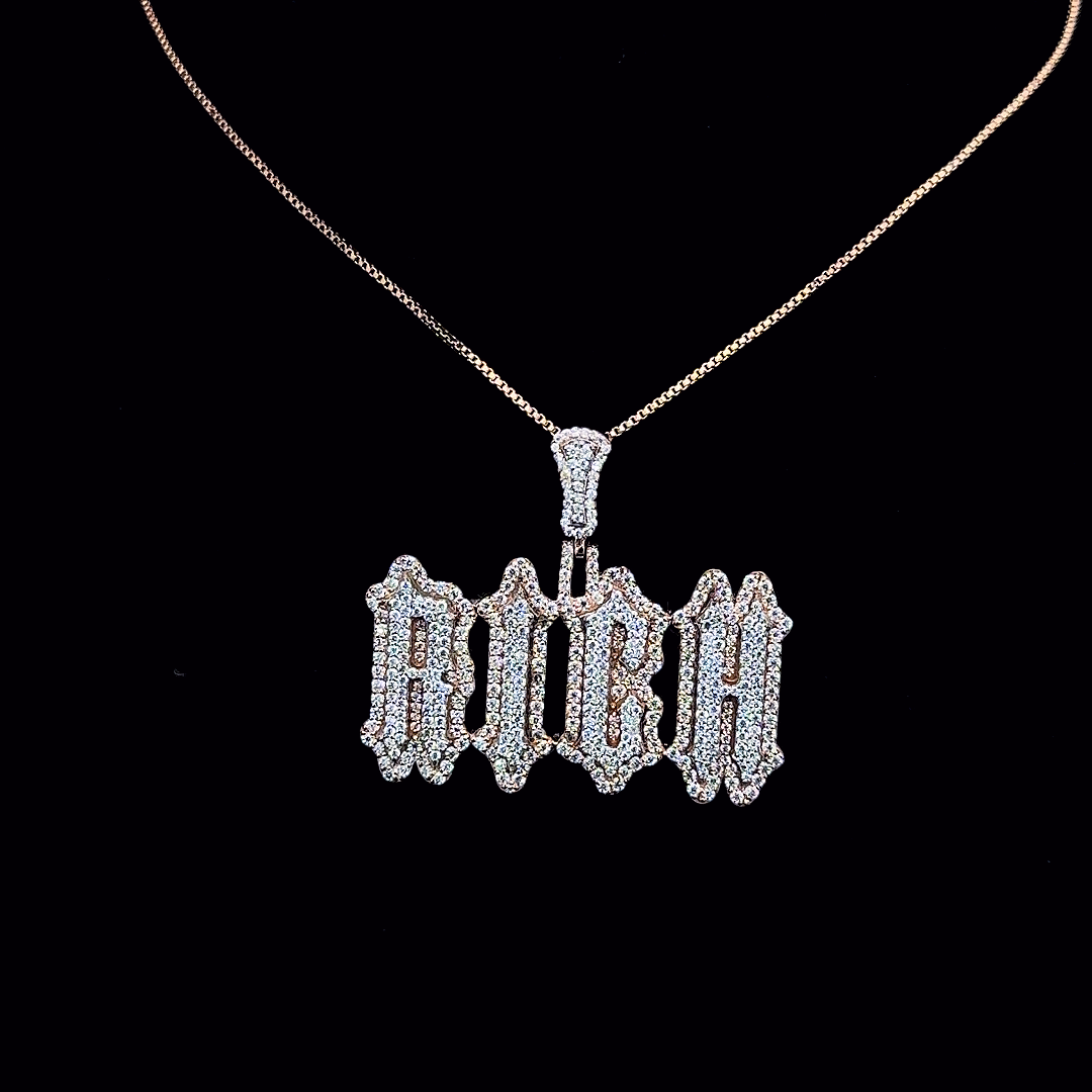 925 Silver Iced Out Custome Rich Letter Pendant With VVS Moissanite Diamond
