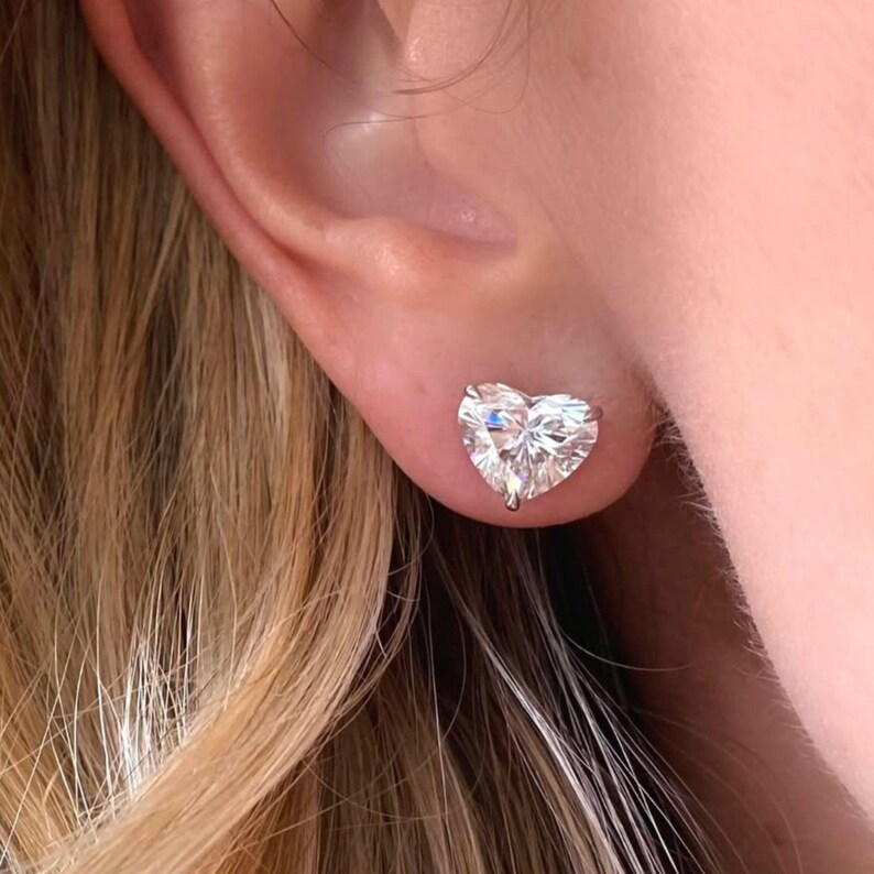 Heart Cut Solitaire Stud Earring Daimond look Elegant Sparkle Shine