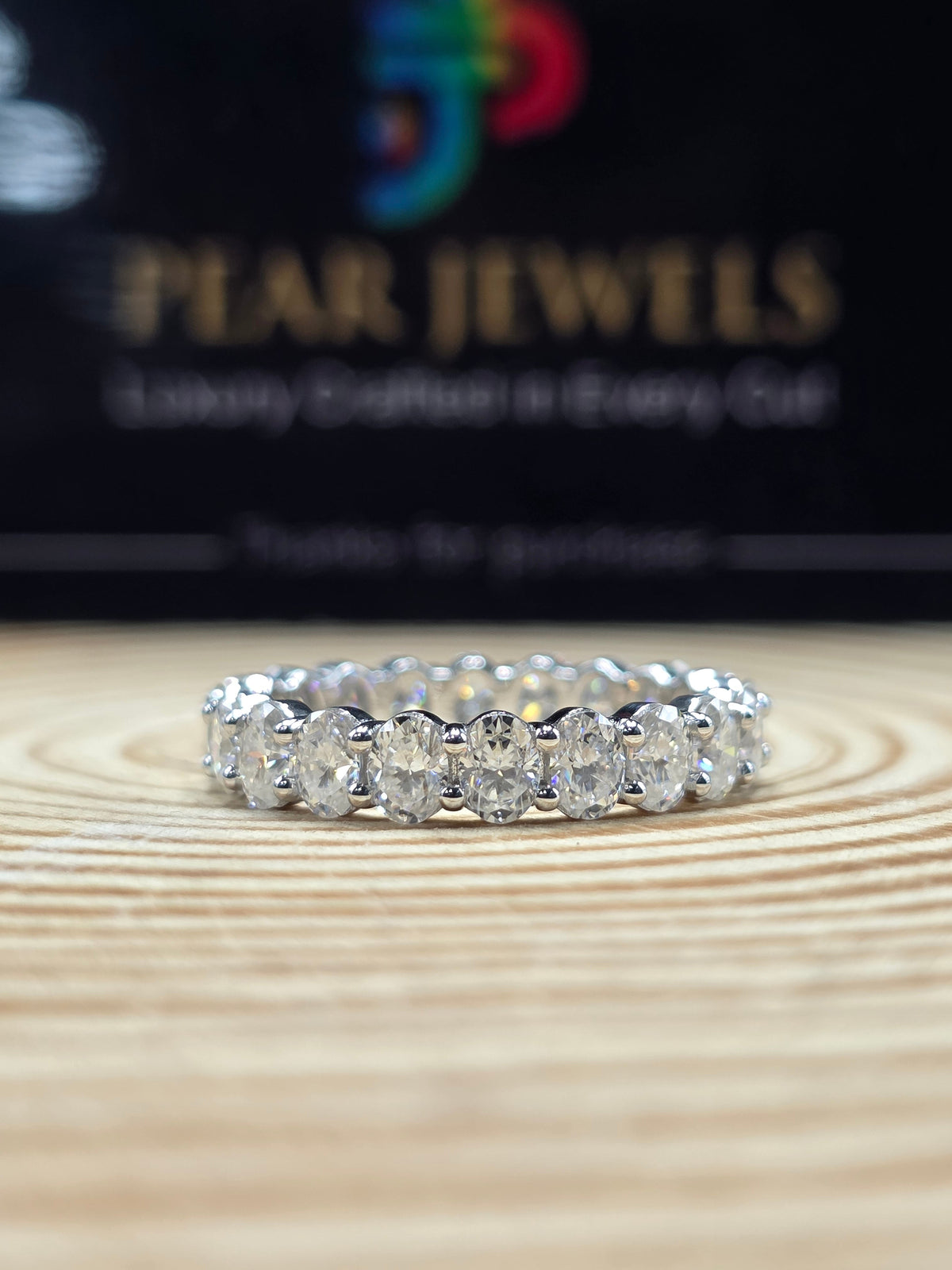 3CT Oval Cut Moissanite Eternity Band Full Diamond Wedding Ring Stackable Ring