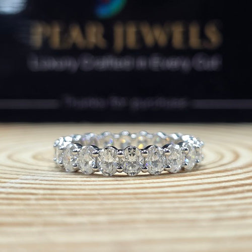3CT Oval Cut Moissanite Eternity Band Full Diamond Wedding Ring Stackable Ring