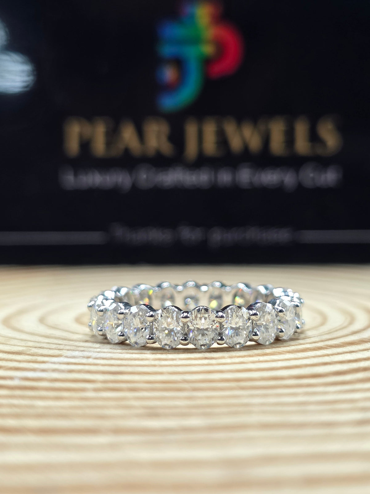3CT Oval Cut Moissanite Eternity Band Full Diamond Wedding Ring Stackable Ring