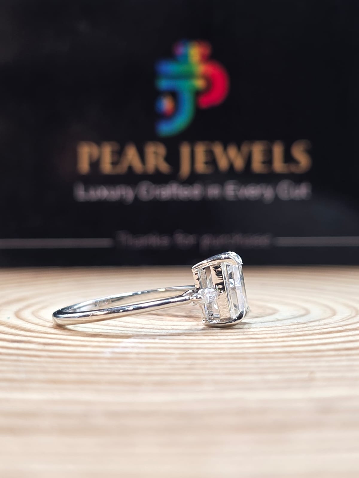 925 Silver Emerald Cut Moissanite Diamond Proposal Ring for Women