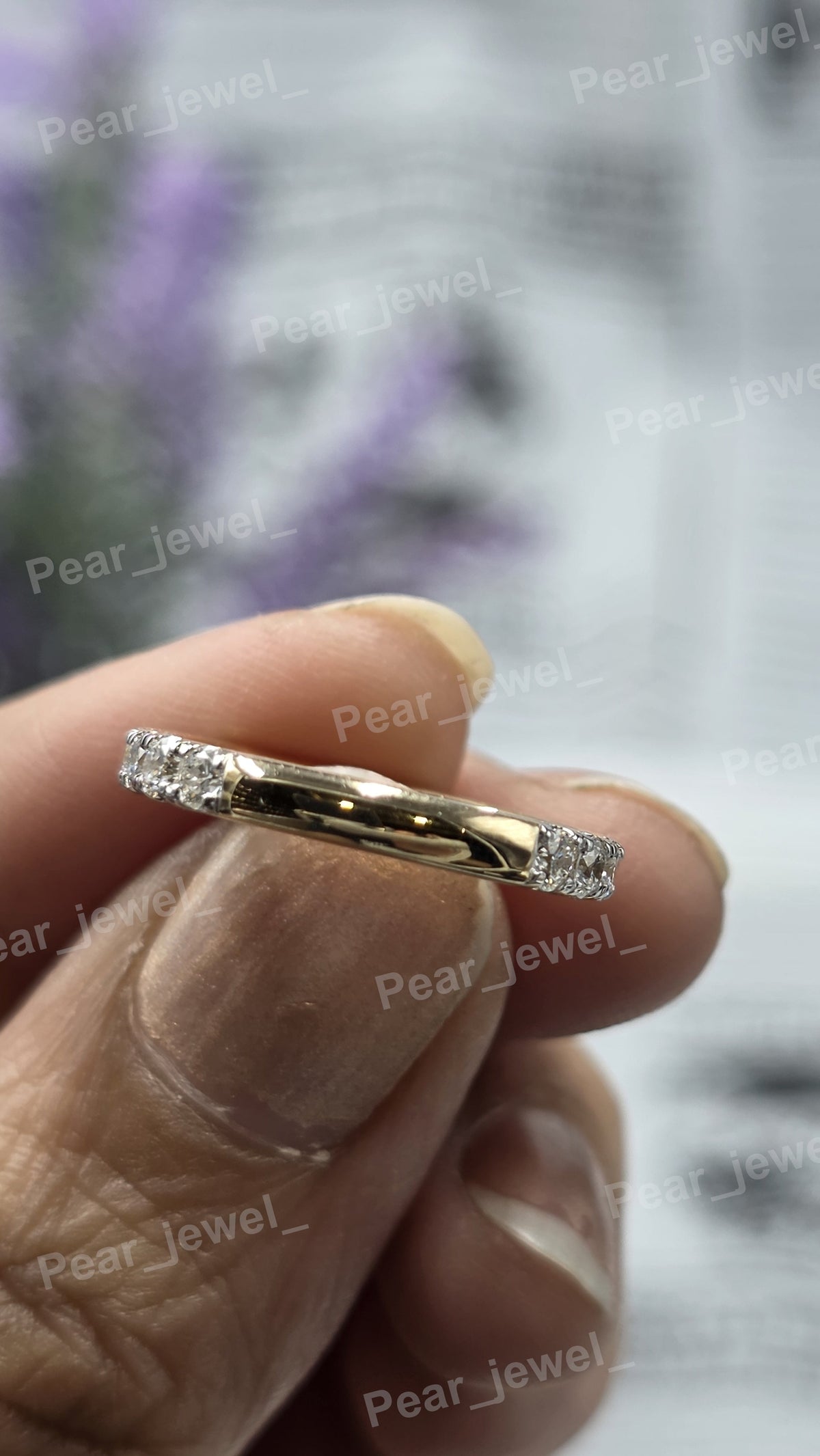 Round Cut VVS Moissanite Half Eternity Band Diamond Wedding Ring Band