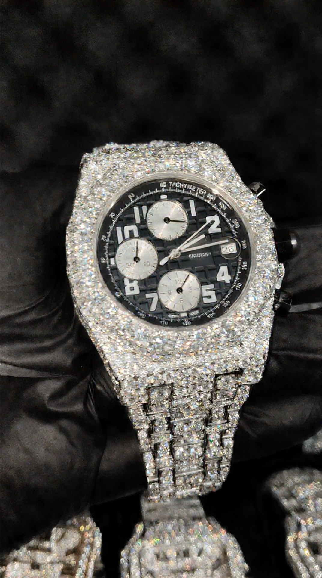 Iced Out 925 Silver Chronograph VVS Moissanite Diamond Wrist watch