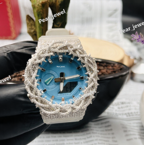 Iced Out Blue Dial VVS Moissanite Diamond Luxury Hip Hop Wrist Watch