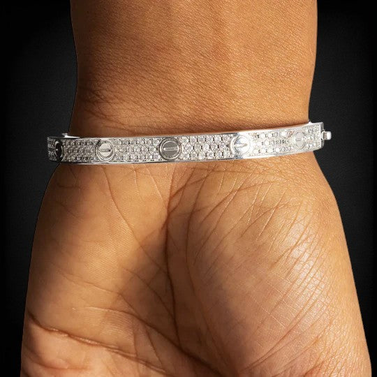 Iced Out 925 Silver Moissanite Diamond Band Bracelet For Unisex