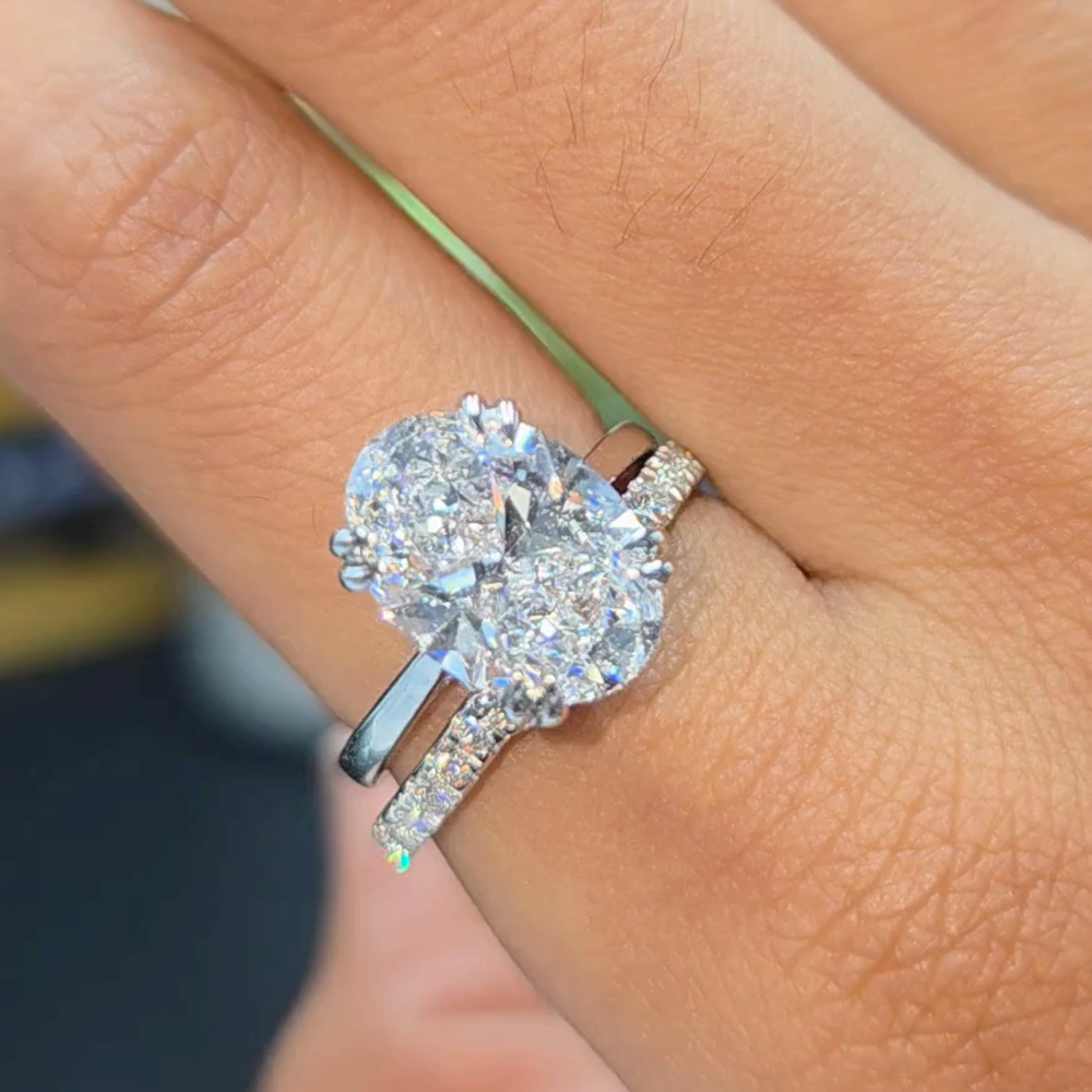 925 Sterling Silver Iced Out VVS Moissanite Diamond Engagement Wear Unisex Set of Two Ring