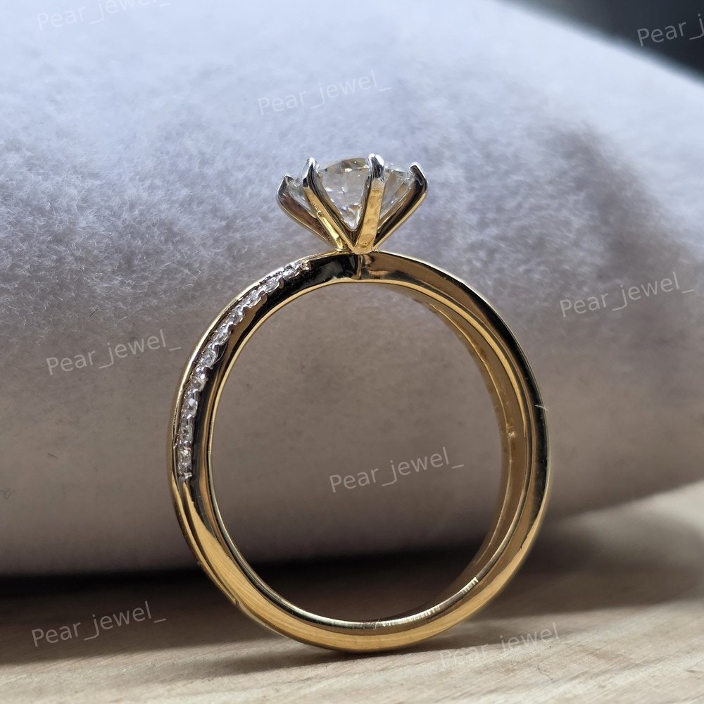 Round Cut VVS Moissanite Diamond Sparkling 925 Sterling Silver Sparkling Ring