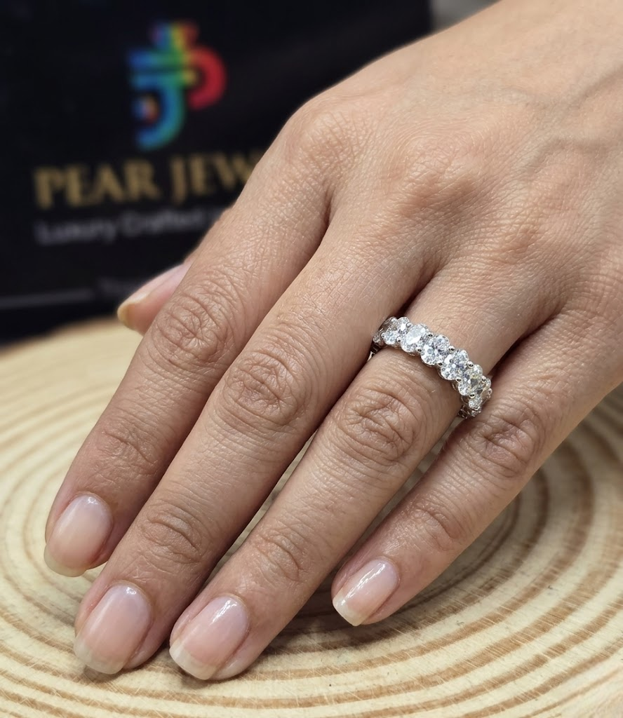 3CT Oval Cut Moissanite Eternity Band Full Diamond Wedding Ring Stackable Ring