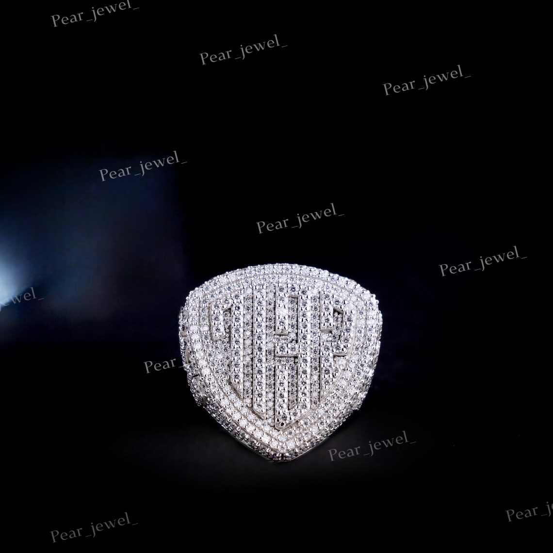925 Silver Triangle Shape VVS Moissanite Diamond Letter Ring Iced Out Initial Cluster Ring