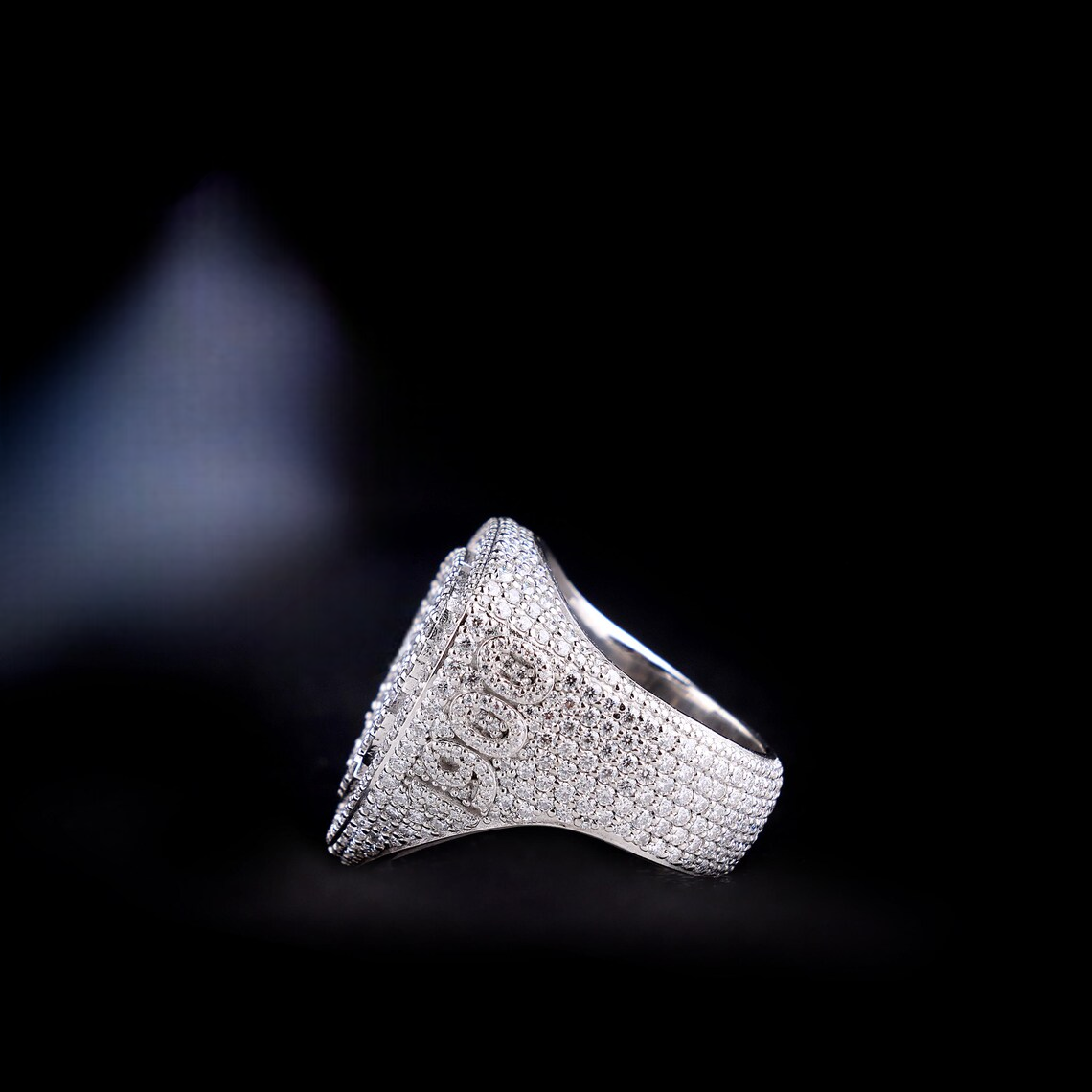 925 Silver Triangle Shape VVS Moissanite Diamond Letter Ring Iced Out Initial Cluster Ring