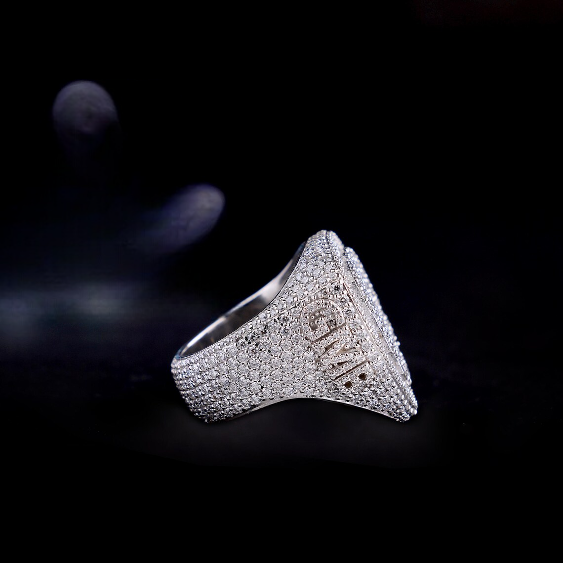 925 Silver Triangle Shape VVS Moissanite Diamond Letter Ring Iced Out Initial Cluster Ring
