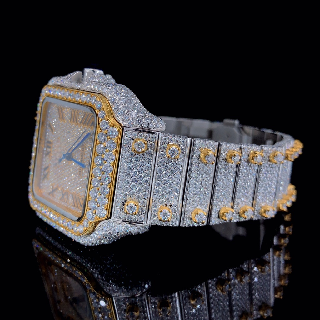 Iced Out Stainless Steel VVS Moissanite Diamond Bust Down Watch – Pear ...