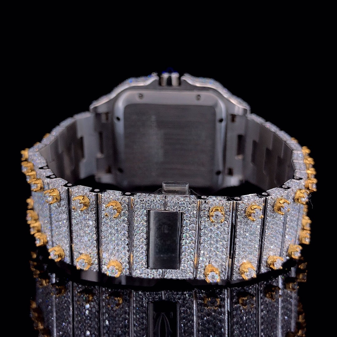 Iced Out Stainless Steel VVS Moissanite Diamond Bust Down Watch