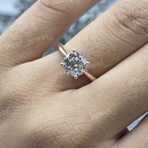 1.50 CT Round Cut Moissanite Diamond Engagement Solitaire Ring In Silver