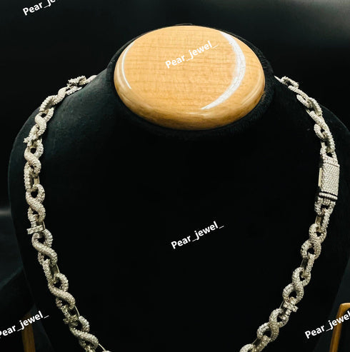 Iced Out Moissanite Diamond 925 Sterling Silver Infinity Chain