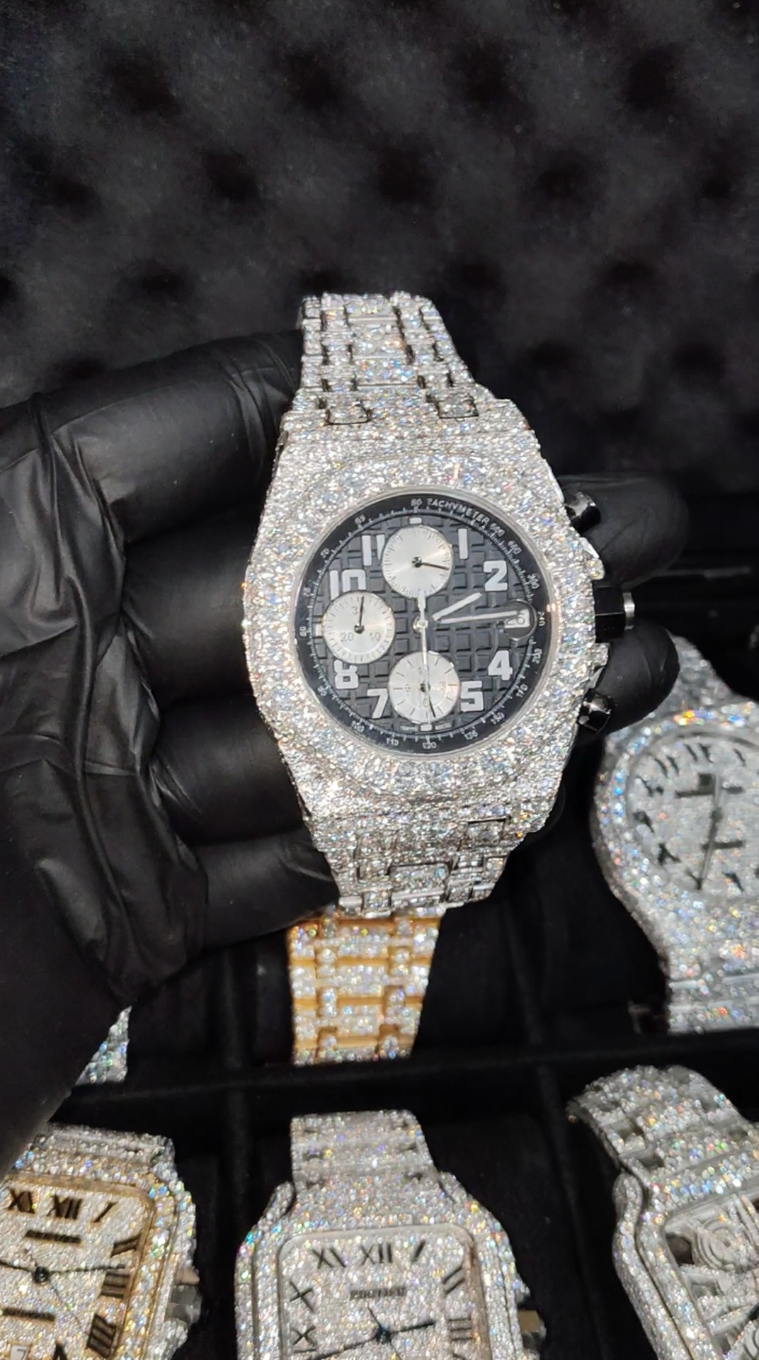 Iced Out 925 Silver Chronograph VVS Moissanite Diamond Wrist watch