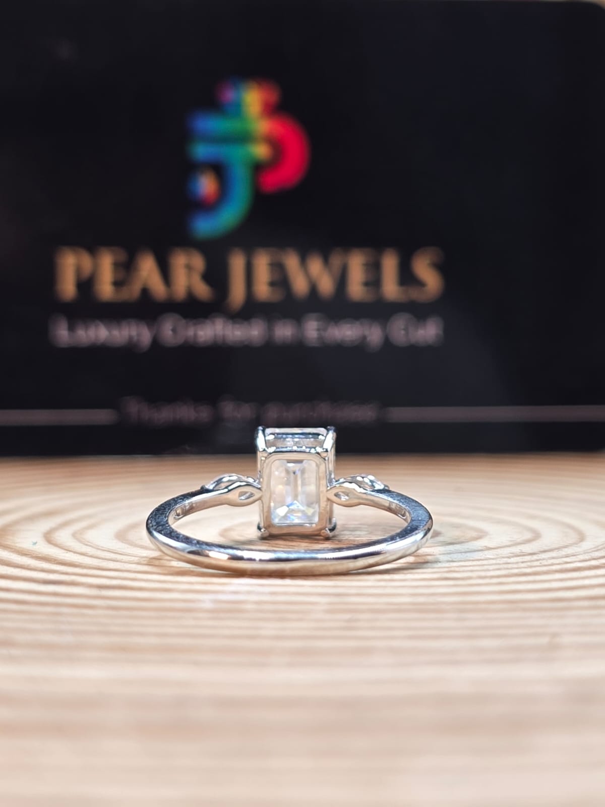 925 Silver Emerald Cut Moissanite Diamond Proposal Ring for Women