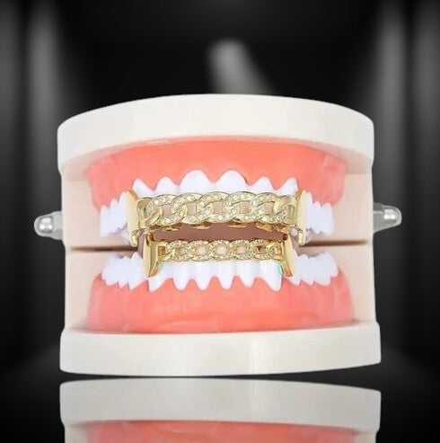 Silver Cuban Chain Design VVS Moissanite Diamond Grillz