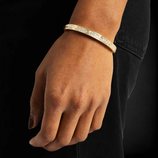 Iced Out 925 Silver Moissanite Diamond Band Bracelet For Unisex