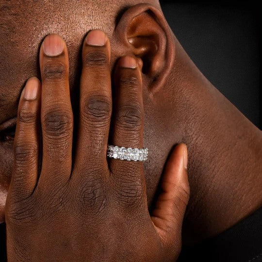 Iced Out 925 Silver VVS Moissanite Ring For Party Wear